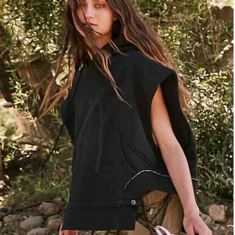 FP Movement by Free People Black Sleeveless Hoodie
